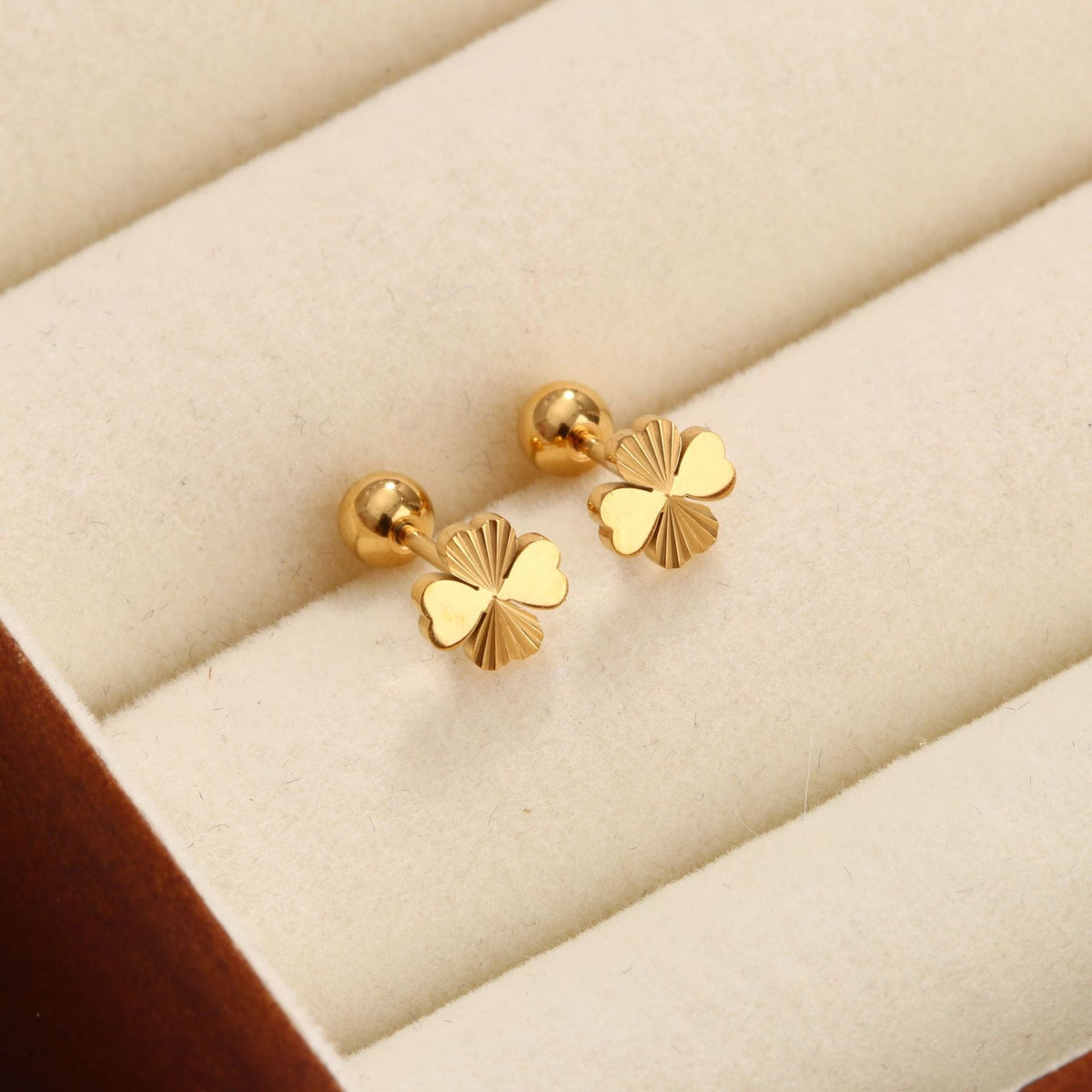 18K gold geometric inlaid gemstone design trendy personality earrings