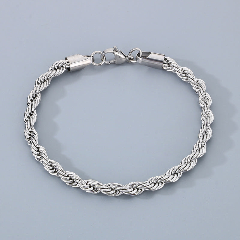Stainless Steel Twist Chain Men's Bracelet Chain 18K Gold Button Chain Titanium Steel Manufacturer Non-Fading Cross-Border Fresh And Sweet