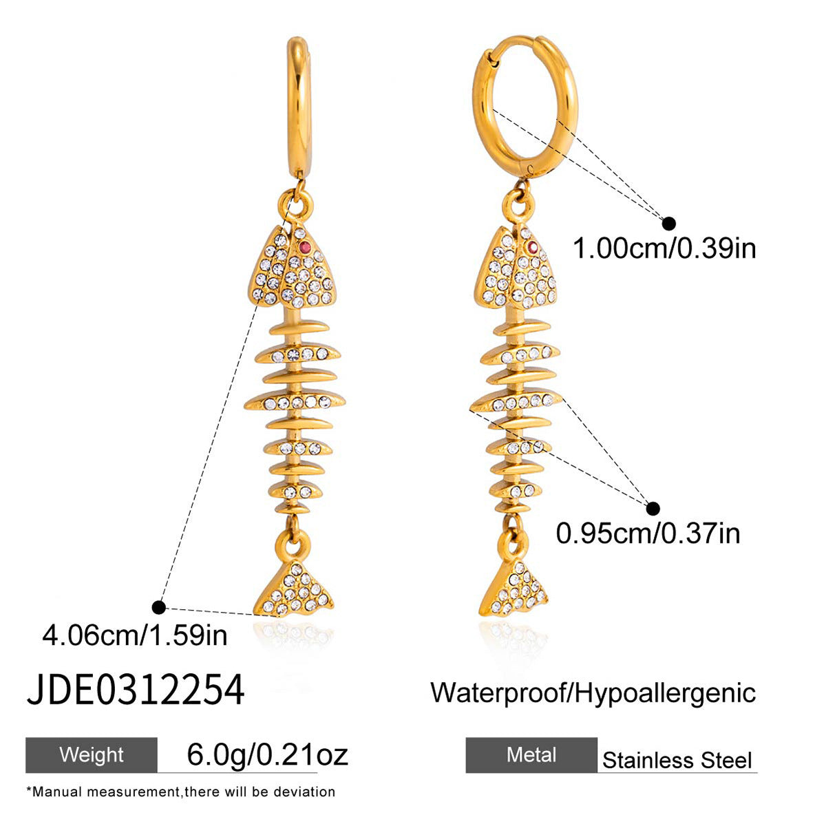 Fishbone Necklace Earrings Set