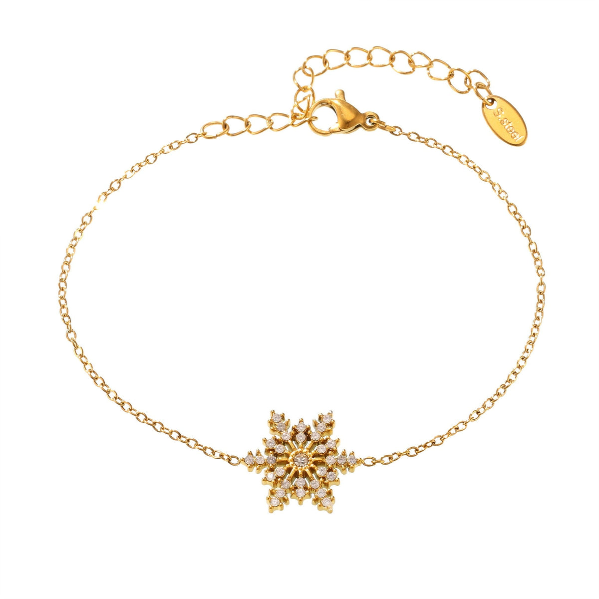 18K gold snowflake-shaped gemstone-inlaid luxury bracelet