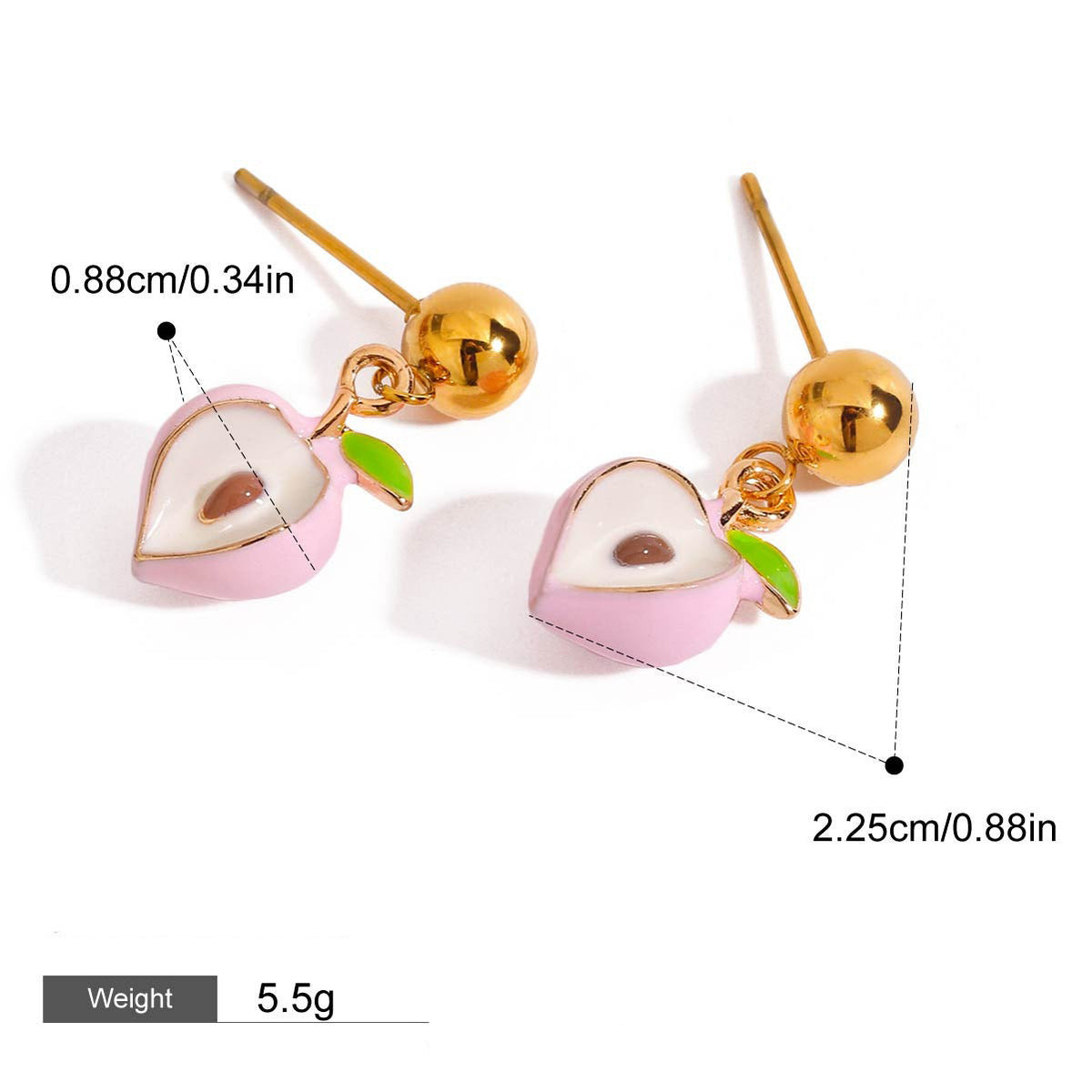 18K gold thick chain with fruit-shaped pendant design trendy and unique necklace, bracelet and earrings set