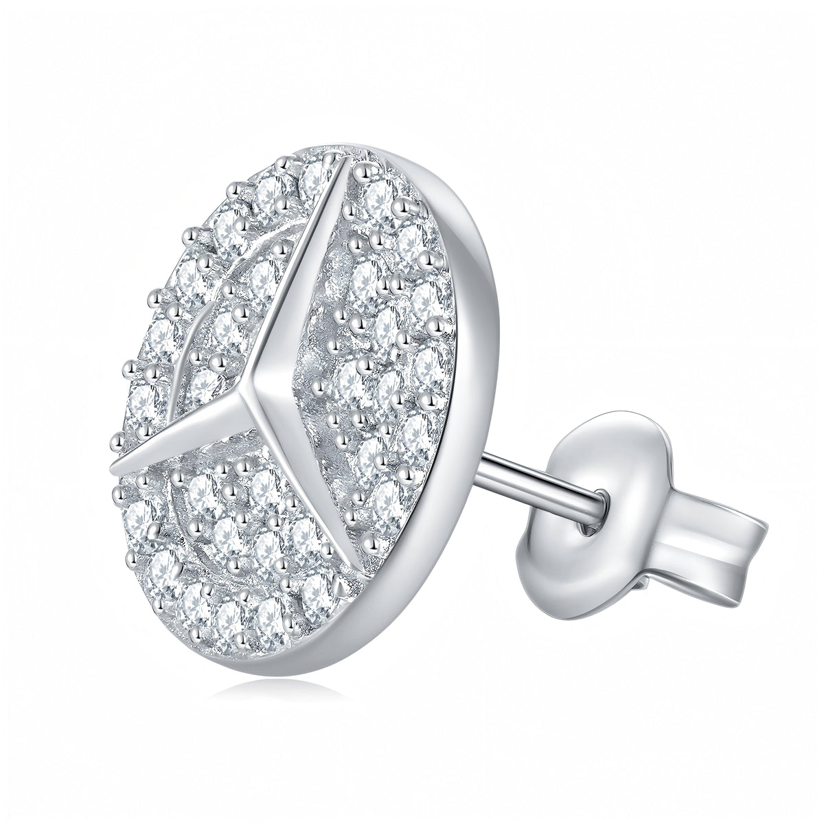 S925 Sterling Silver Moissanite Stud Earrings Round Pave Three Pointed Star Geometric Design With GRA Certificate Platinum Plated Gift Box Set For Women Or Men