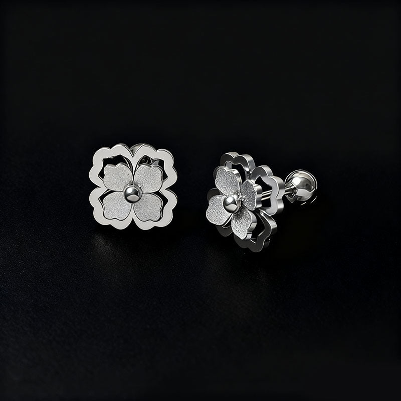Designed Three-dimensional Matte Clover Drop Earrings With Tassels For Women