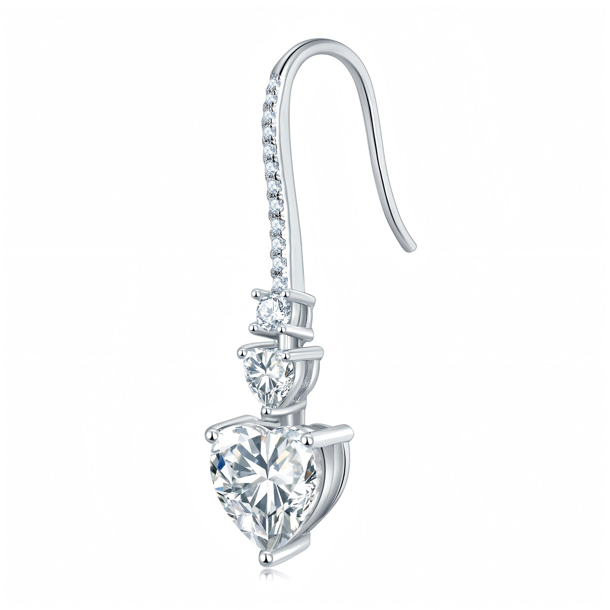 S925 Sterling Silver Heart Shaped Moissanite Dangle Earrings Platinum Plated Hook Earrings With GRA Certificate Elegant Jewelry Gift Box Set For Women