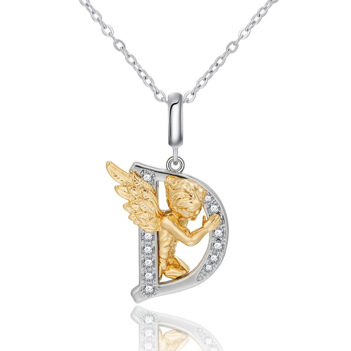 New Copper-plated White-gold Letter Pendant Mens And Womens Stainless Steel O-shaped Necklace