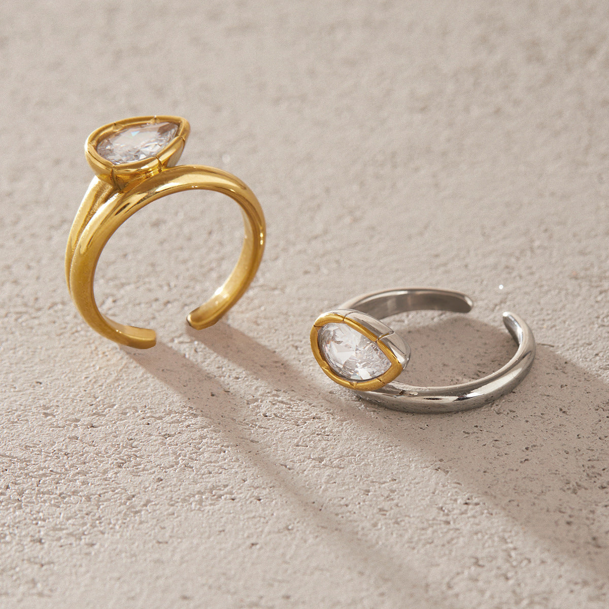 Bezel Zircon Open Ring Collection