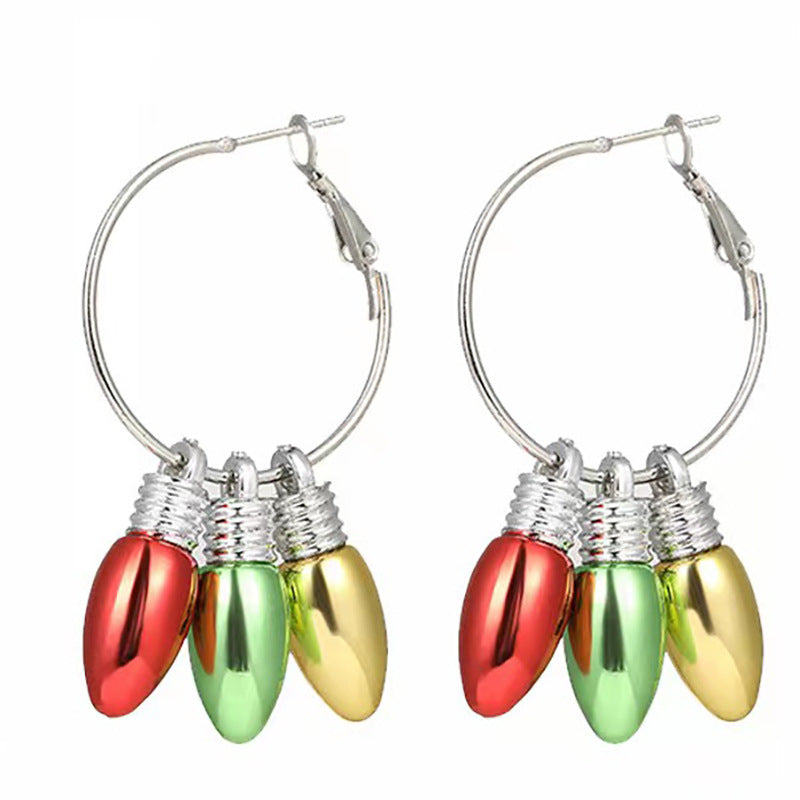 European And American Cross-border Fashion Christmas Earrings Cute Cartoon Christmas Tree Bells Bulbs Snowflake Alloy Earrings