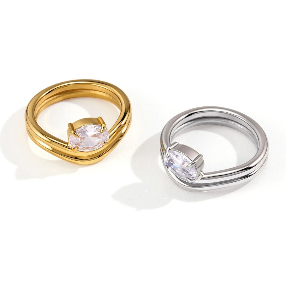 Two Tone Zircon Ring Collection