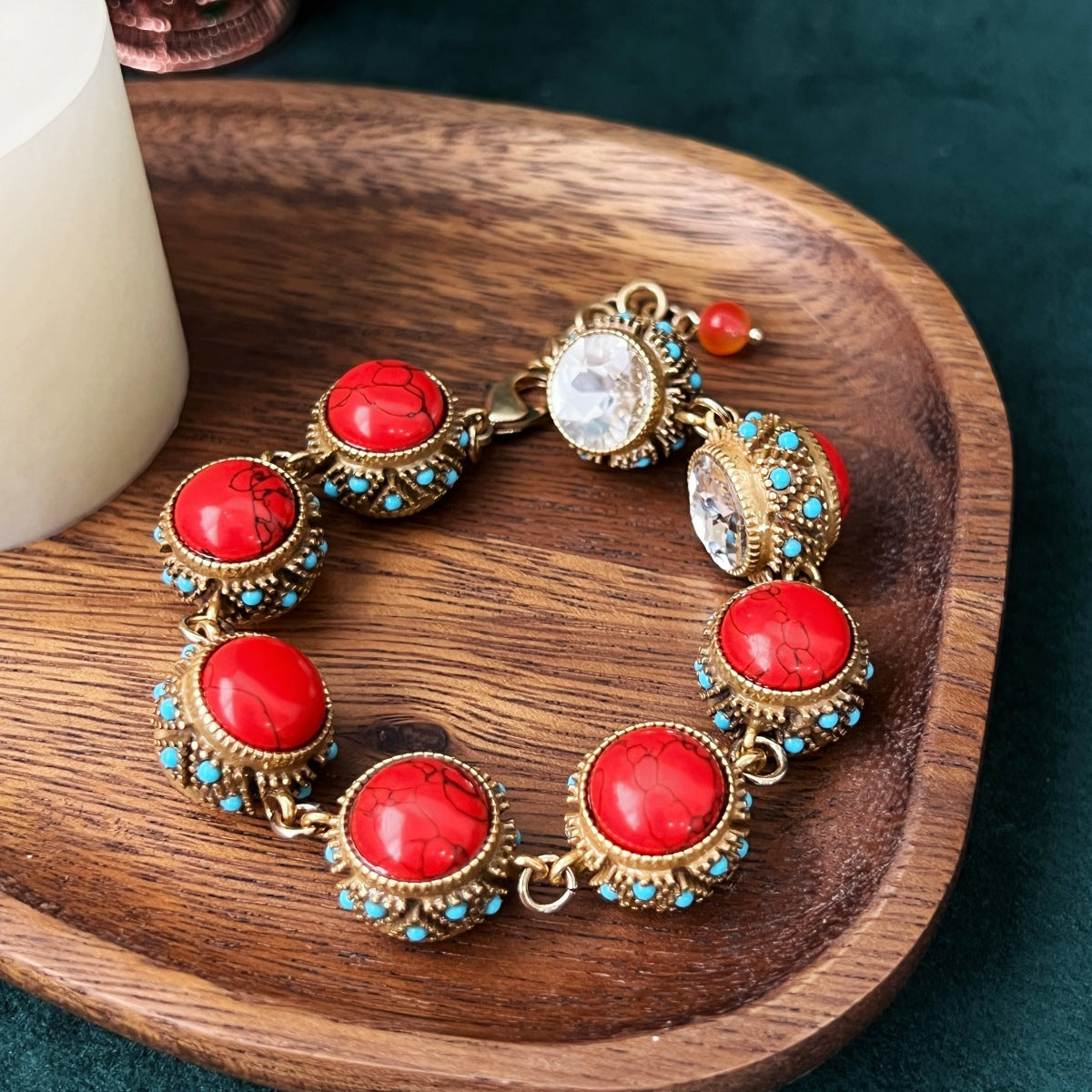 Women's Vintage Multi-stone Inlaid Natural Tigers Eye Bracelet