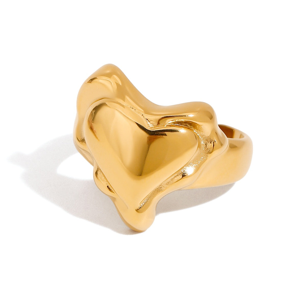 18K gold irregular heart-shaped design exquisite simple ring