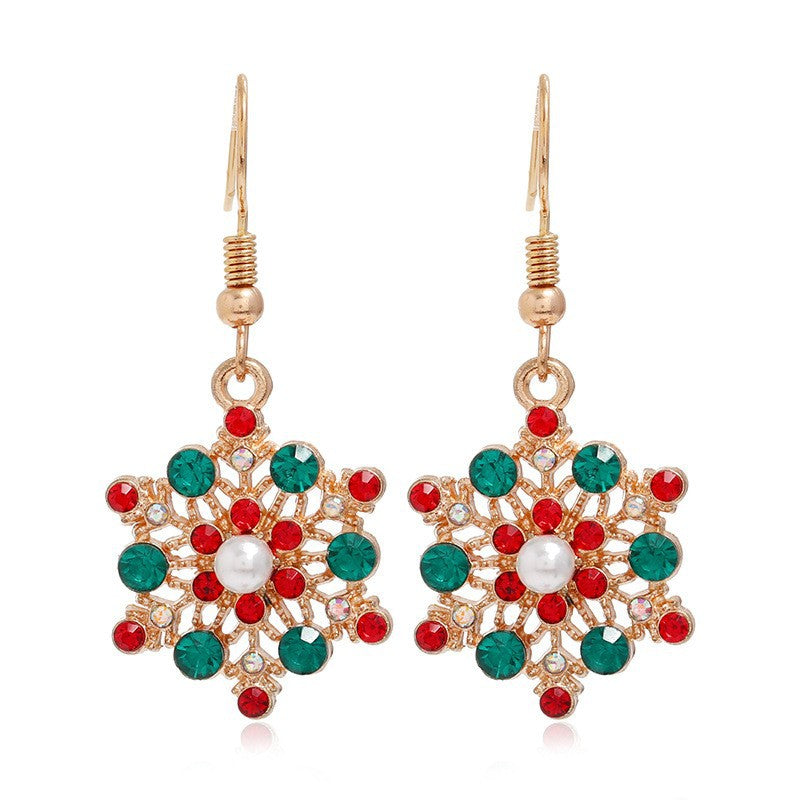 European And American Cross-border Fashion Christmas Earrings Cute Cartoon Christmas Tree Bells Bulbs Snowflake Alloy Earrings