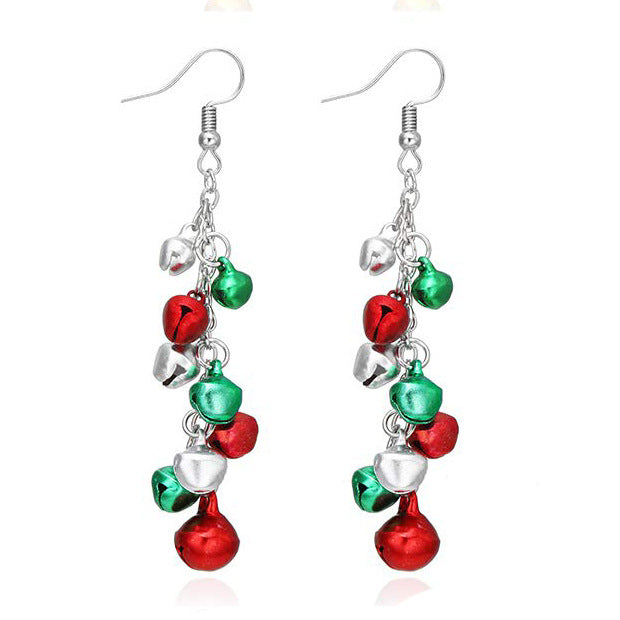 European And American Cross-border Fashion Christmas Earrings Cute Cartoon Christmas Tree Bells Bulbs Snowflake Alloy Earrings