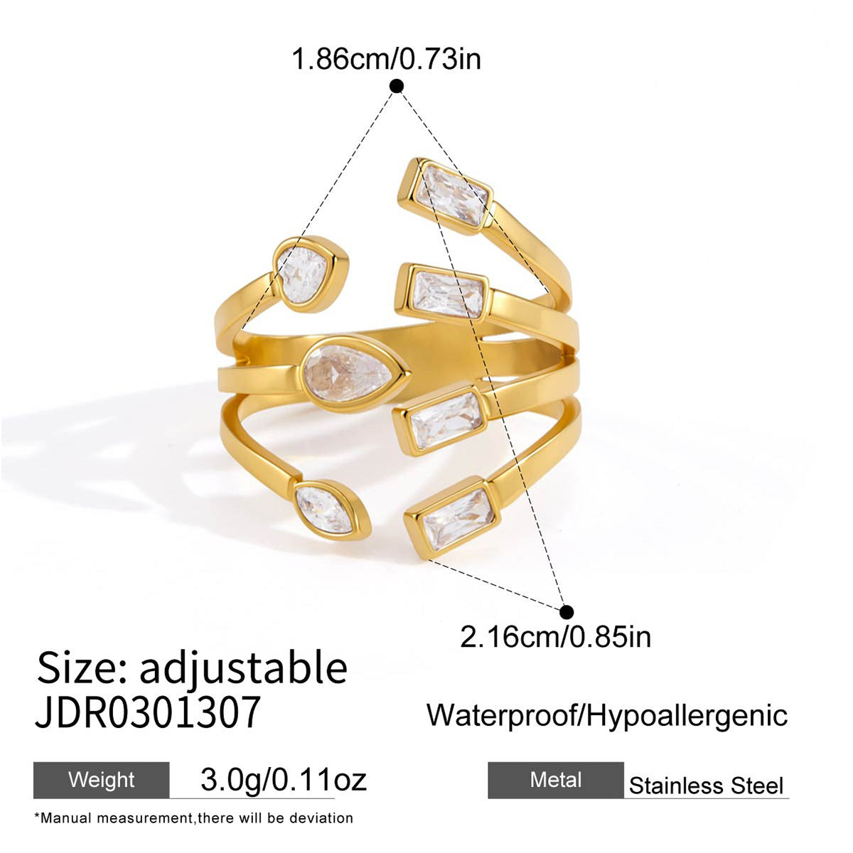 Split Band Zircon Open Ring Collection