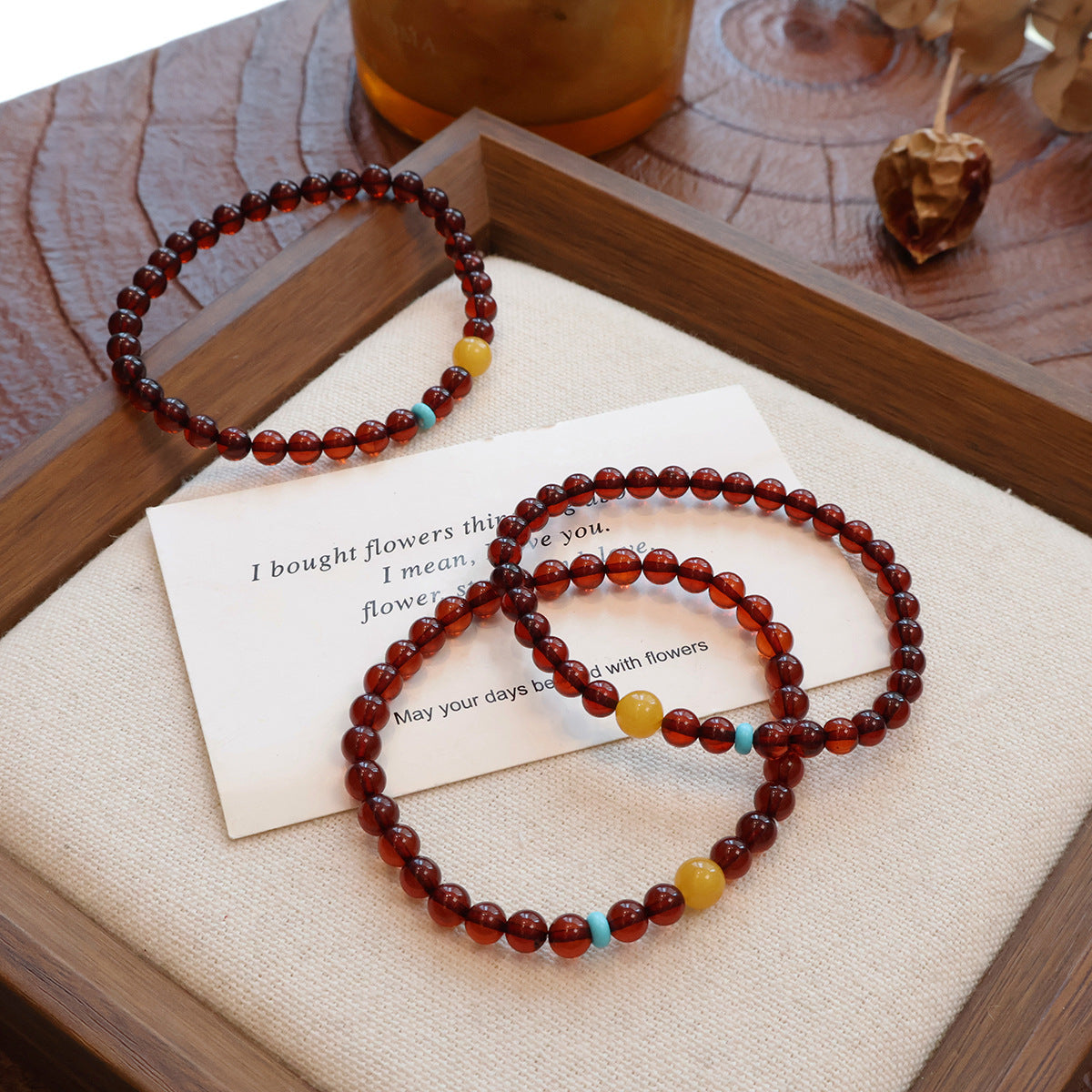 Natural Blood Amber Single-strand Wine-red Bracelet