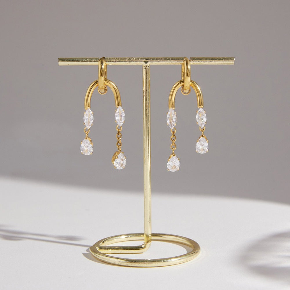 Zircon Tassel Hoop Earrings