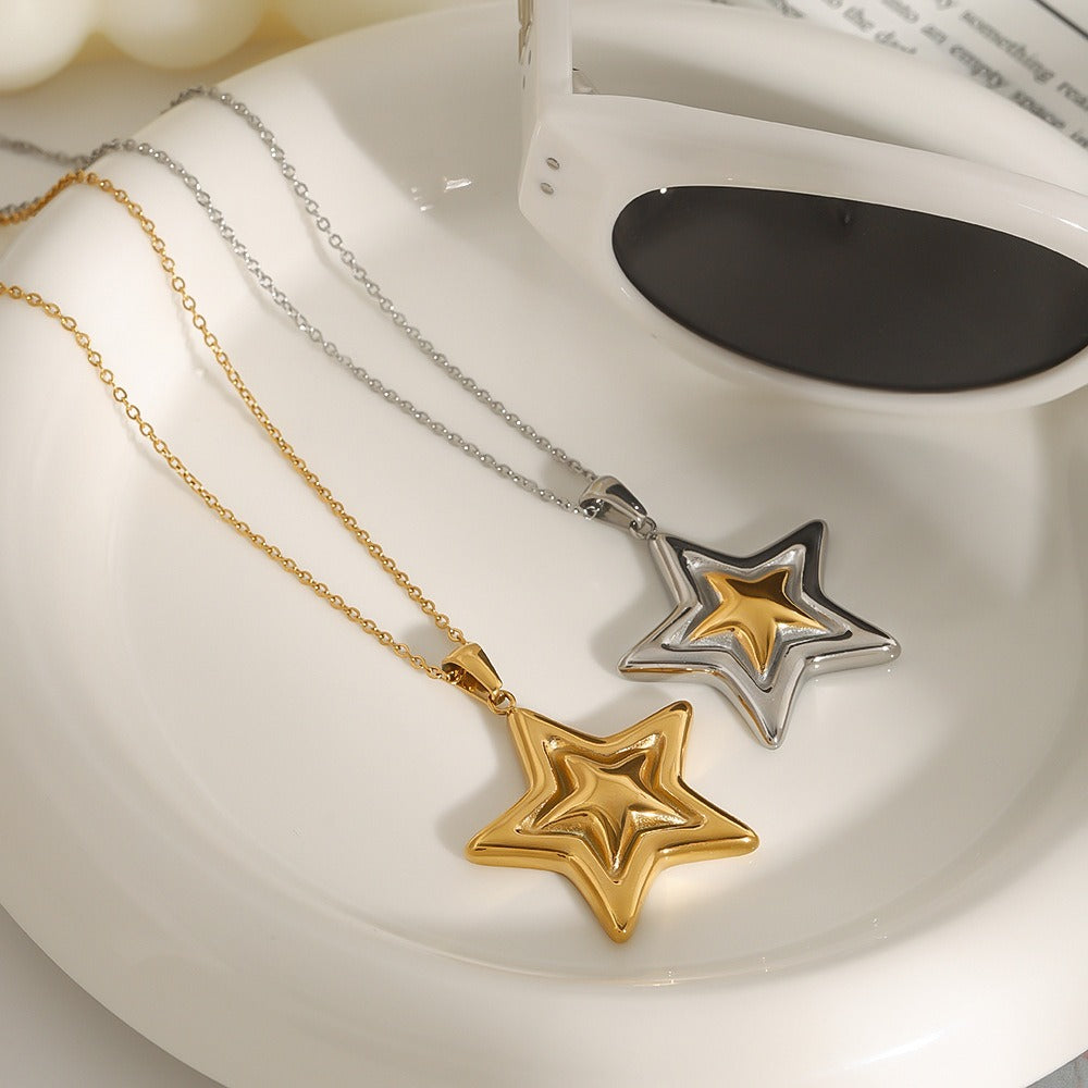 18K Gold Pentagram Design Fashion Personality Necklace