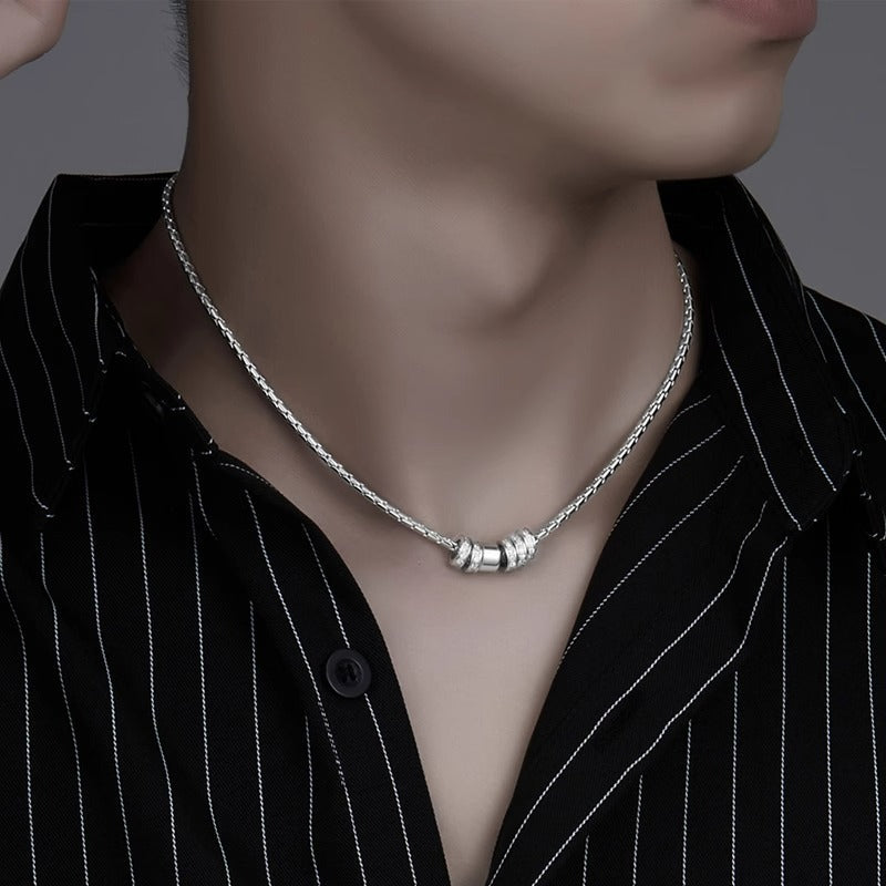 Flash Diamond Ring Clavicle Chain Men's Trendy Brand Fashion Small Man Waist Stainless Steel Necklace For Men And Women Couple's Trendy All-match