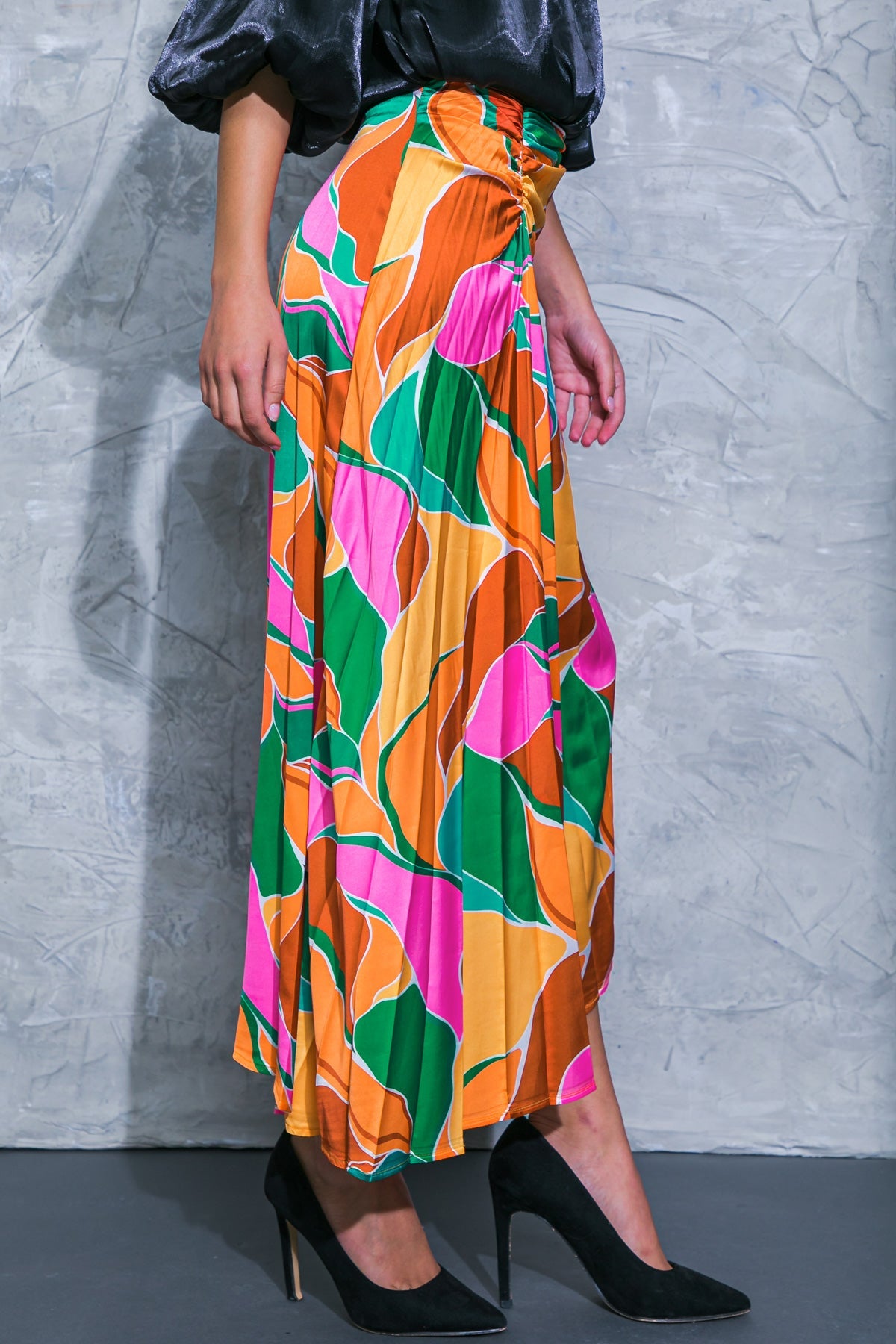 GRACEFUL IMPRESSION WOVEN MIDI SKIRT