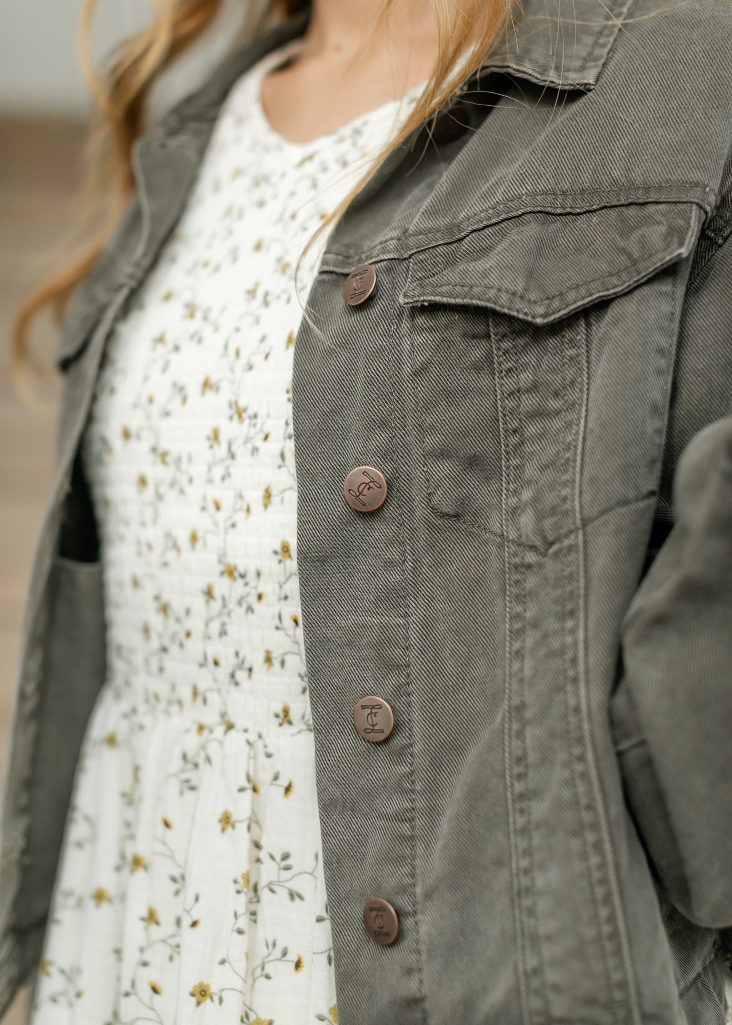 Shea Olive Lightweight Denim Jacket