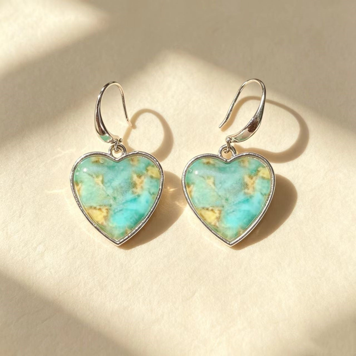 Retro Heart-Shaped Red Jasper Womens Fashionable And Unique Earrings