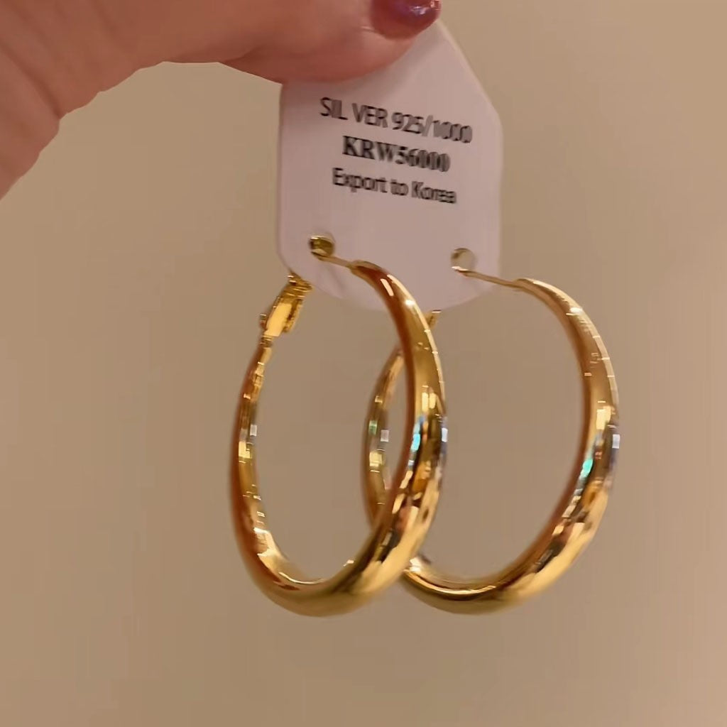 925 Silver Needle Internet Celebrity Same Style Gold Earrings Women's Light Luxury High-end Elegant All-match Earrings Retro New Earrings