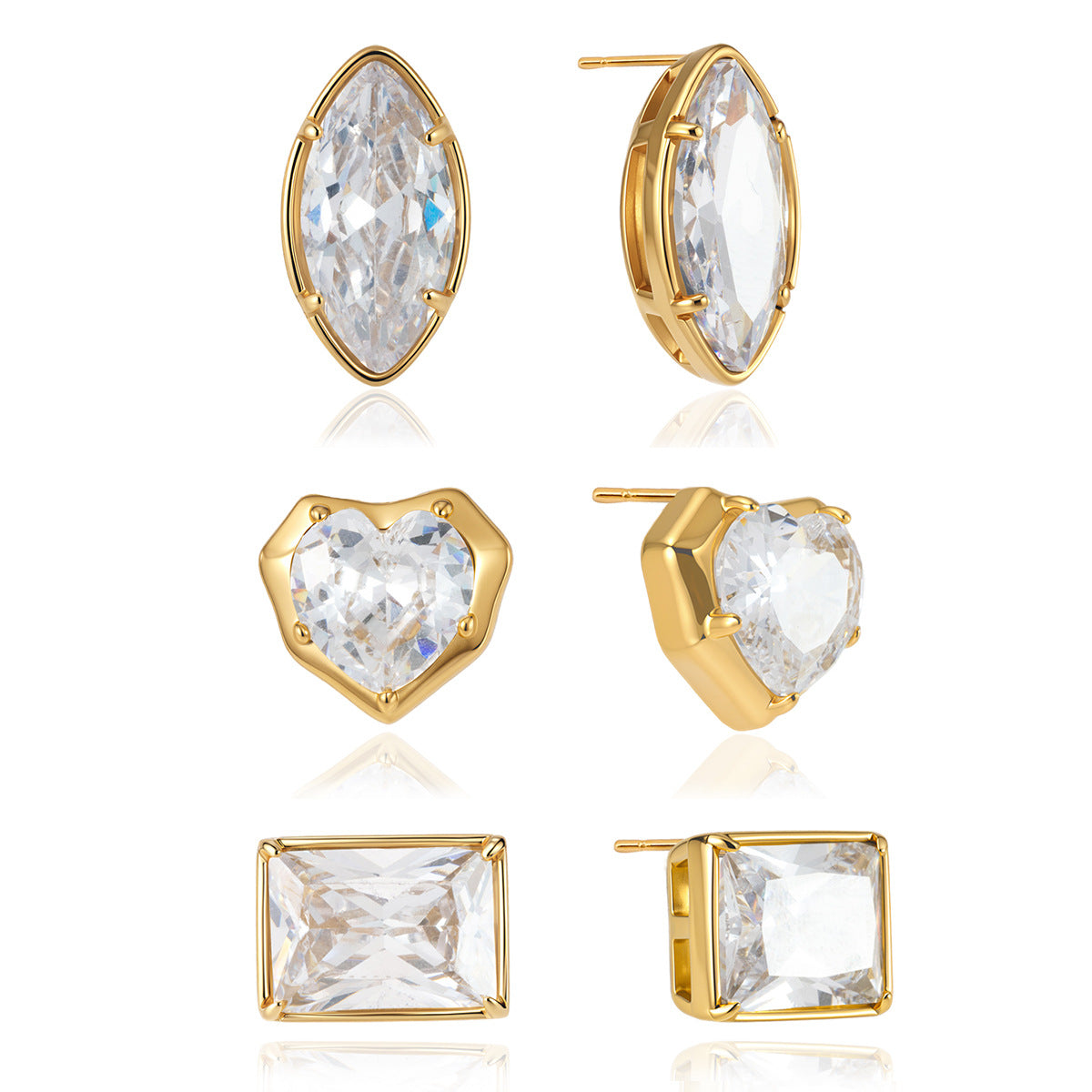 Fancy Cut Zircon Stud Earrings Collection