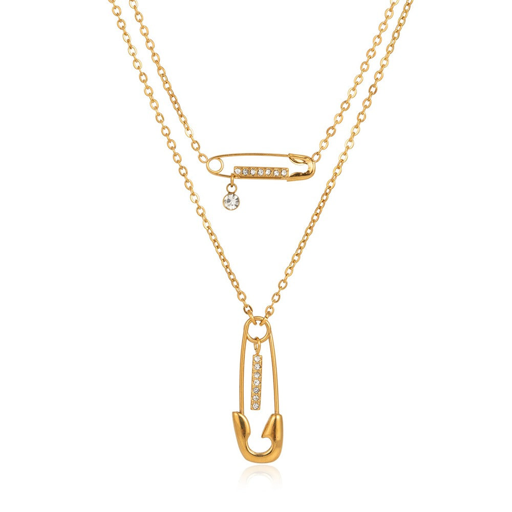 Safety Pin Layered Necklace