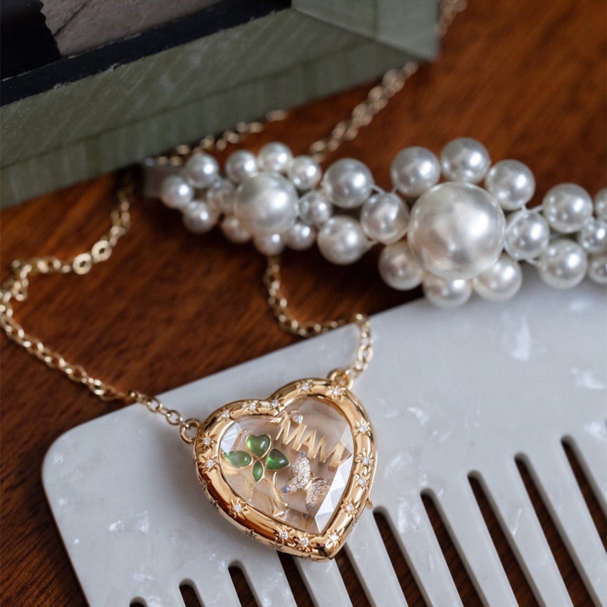 Pave Heart Locket and Charm Collection