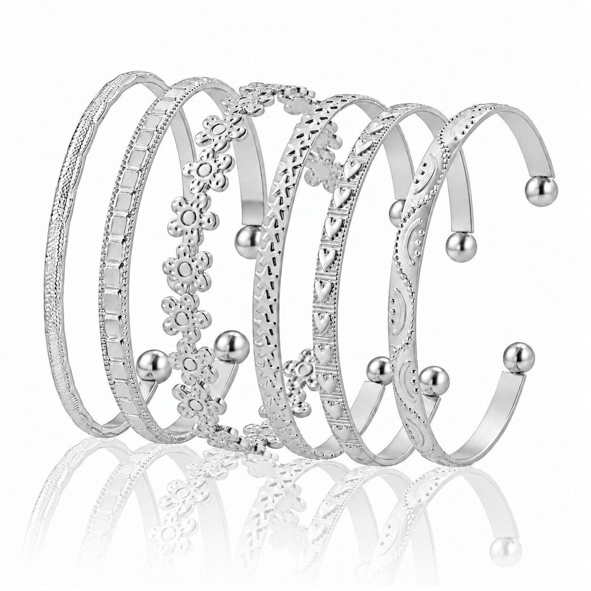 Hot Selling Sweet Cool Flower Carved Pattern Bangle, Ins Street Style Stackable Niche Wrist Bracelet For Women