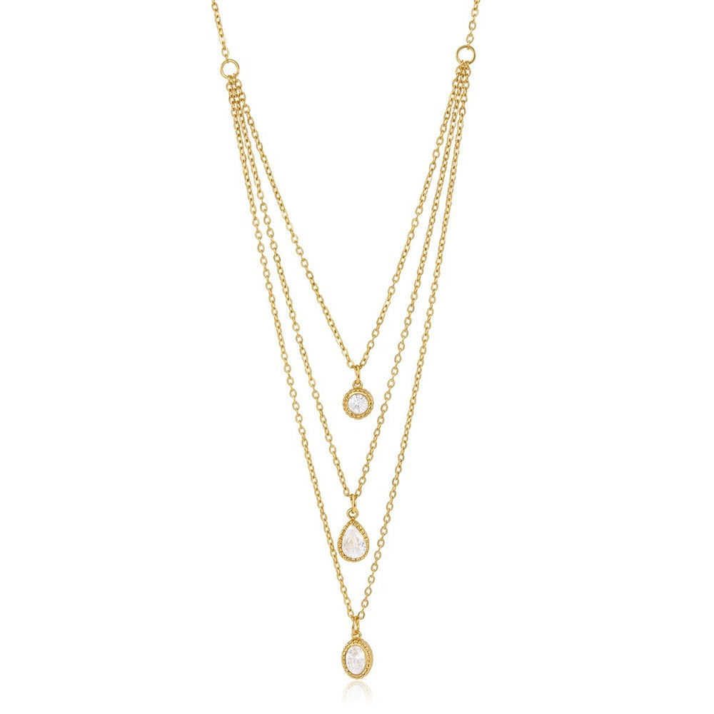 Layered Zircon Pendant Necklace