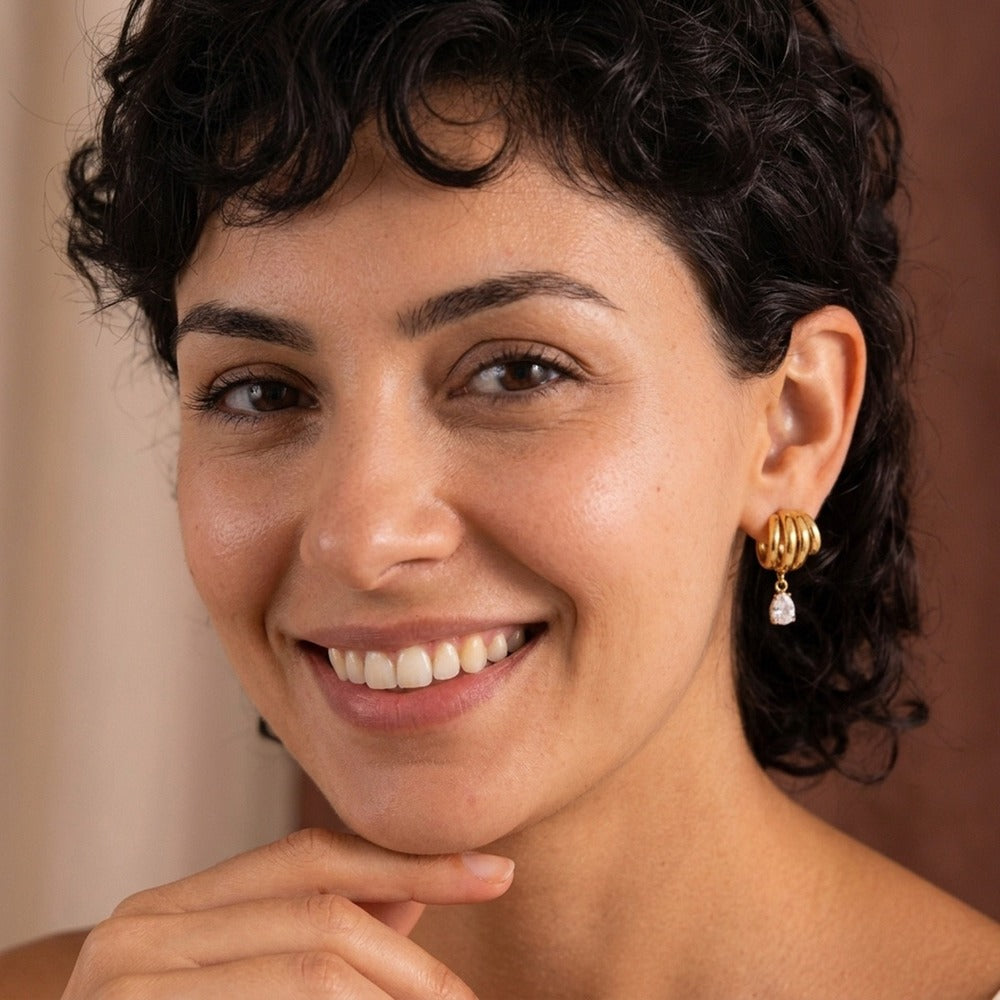 Teardrop Zircon Stud Earrings