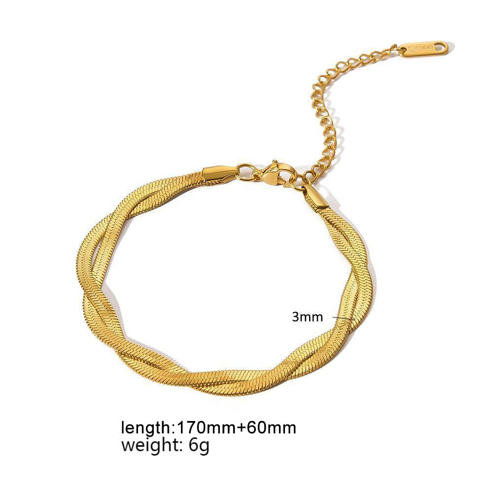18k Gold Plated 304 Stainless Steel Bracelet Diy Jewelry Accessories Chain Accessories Cuban Chain Twist Chain Bracelet Wholesale