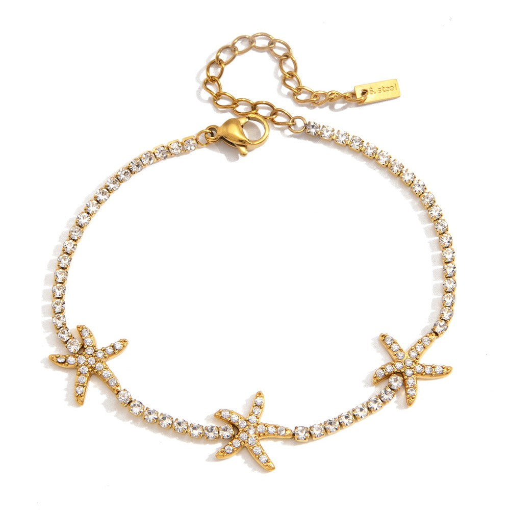 White Zircon Starfish Bracelet