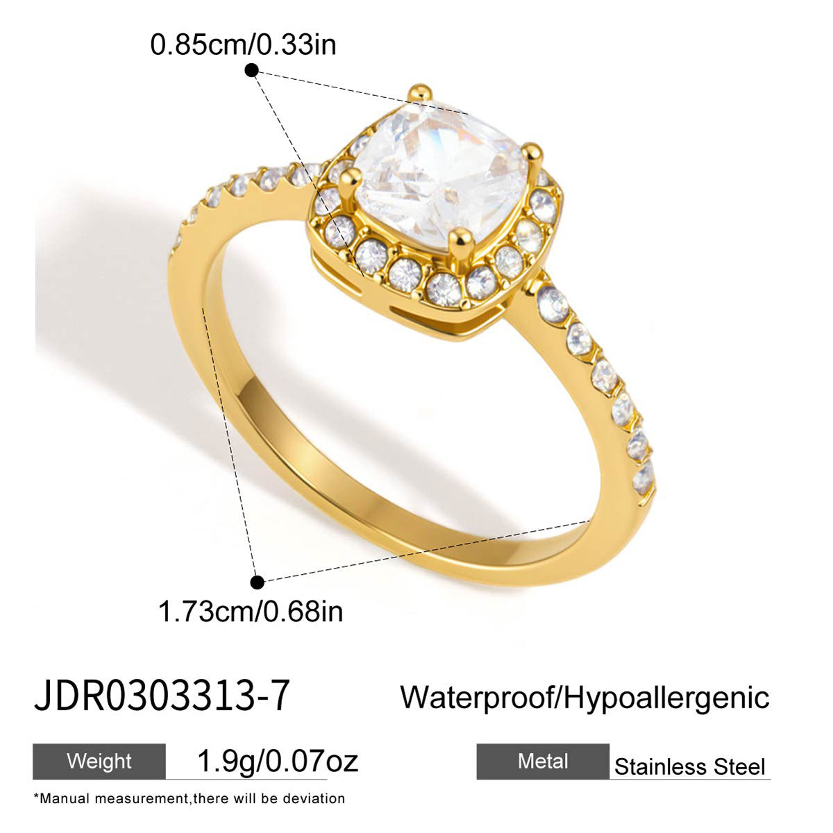Square Zircon Ring Collection