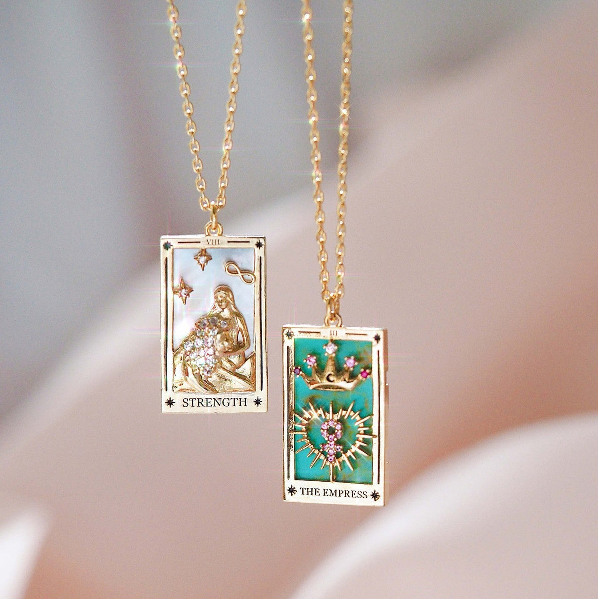 Enamel Tarot Card Pendant Necklace Collection