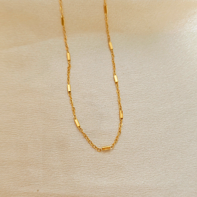 European And American Cross-border Titanium Steel 24K Gold O-chain Square Pendant Necklace With M Buckle Design, Versatile And Simple, Non-fading Necklace