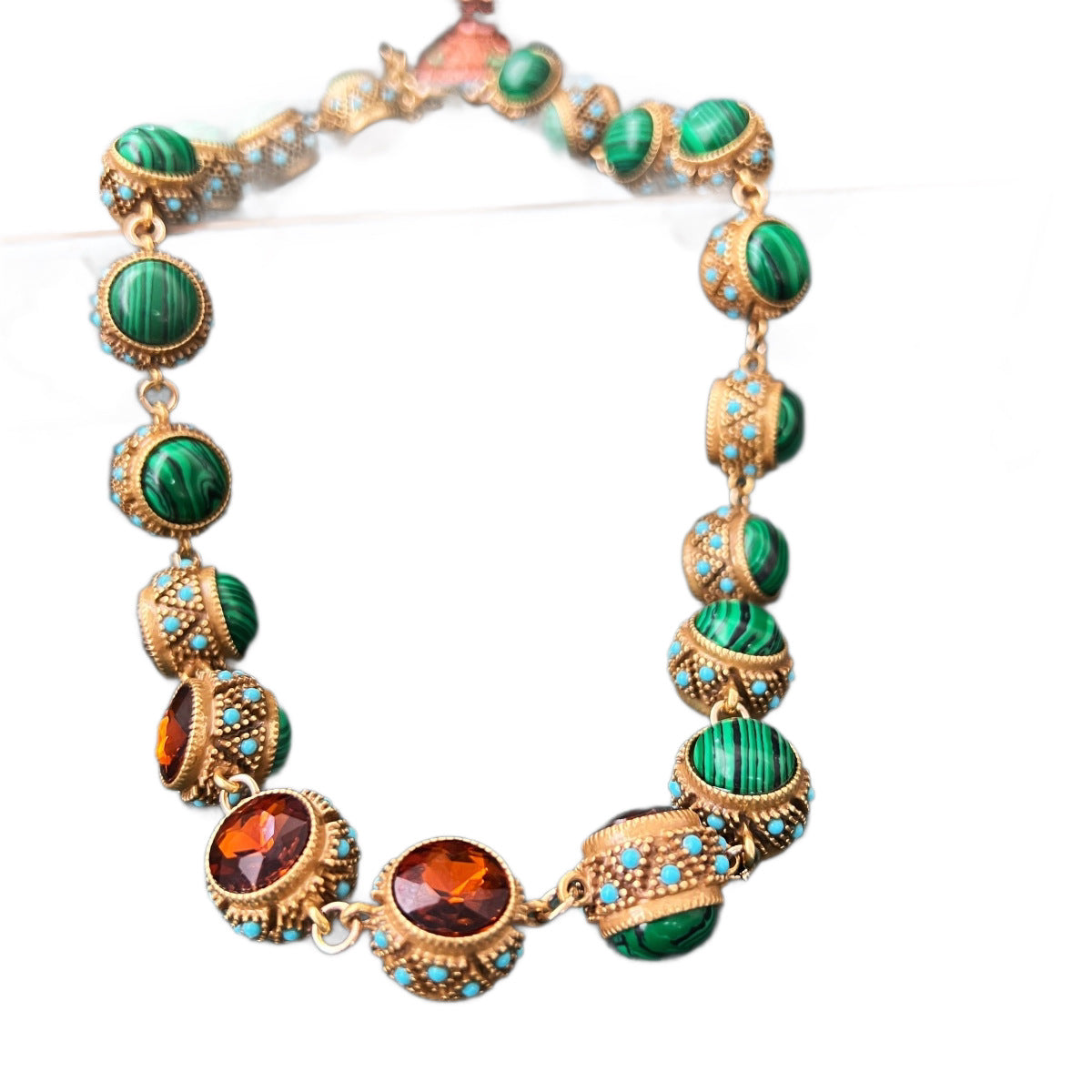 Vintage Heavy-work Malachite Necklace For Women