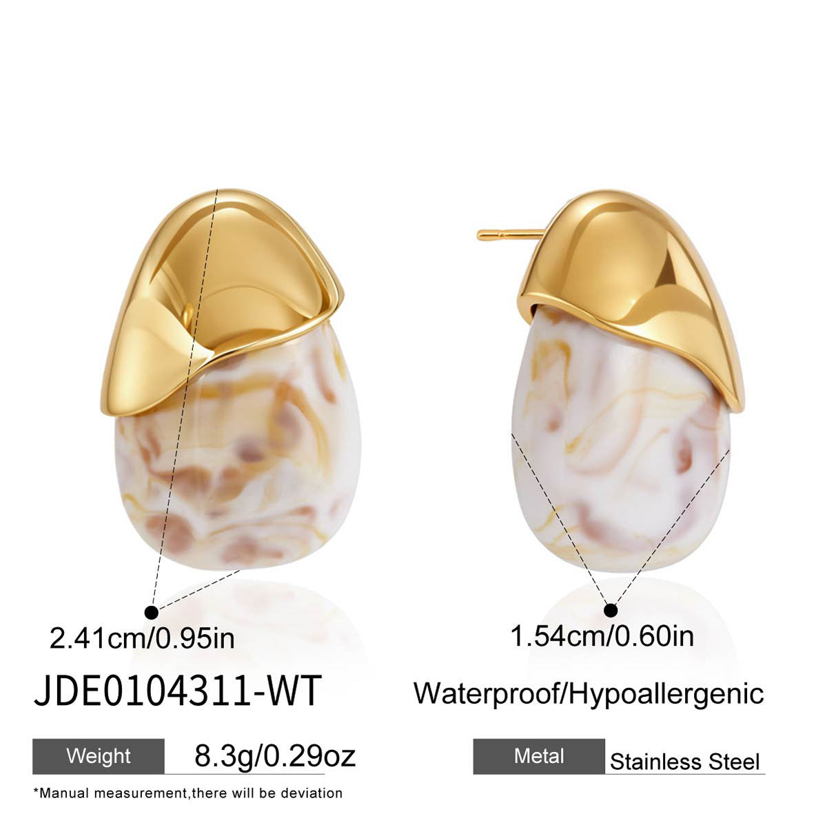 Marbled Resin Stud Earrings Collection