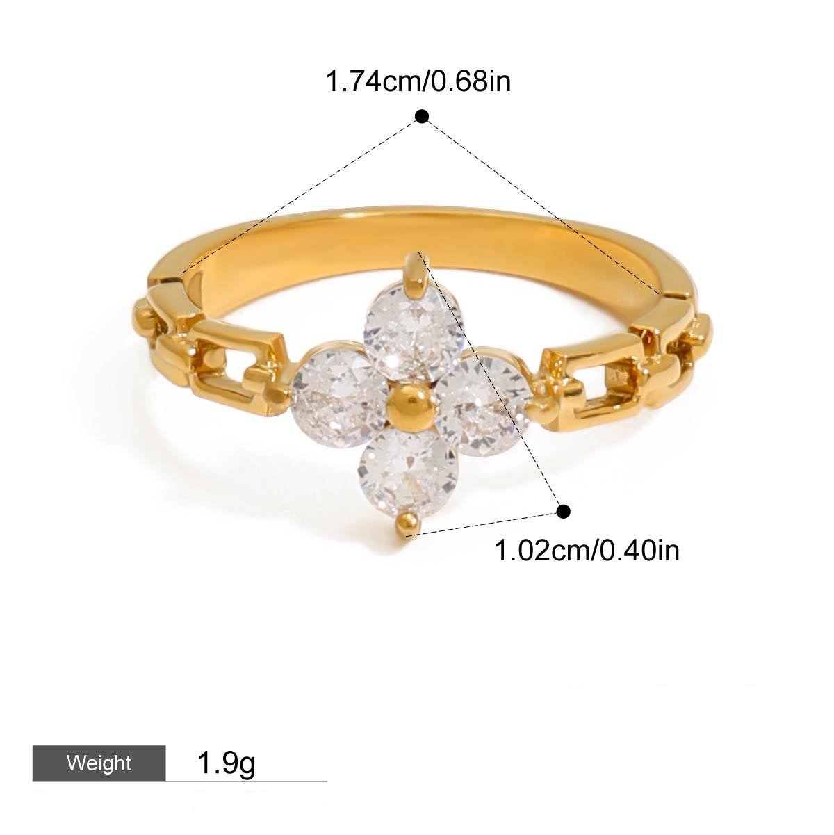 18K gold flower-shaped gemstone-set ring with exquisite design and dazzling