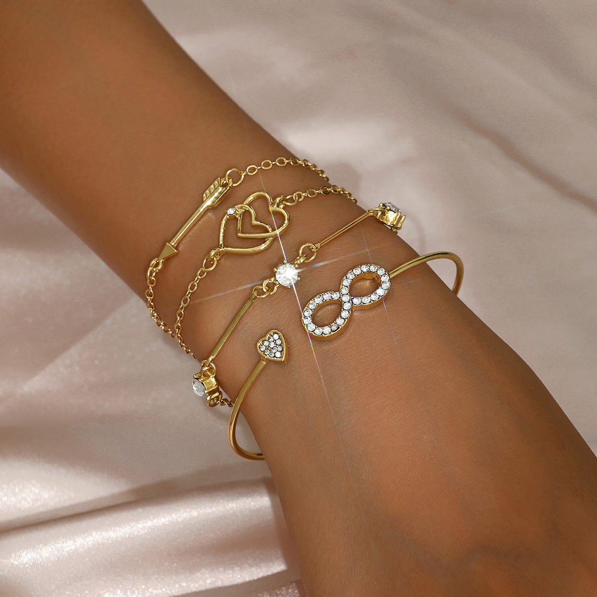 Ins Japanese And Korean Wind New Ladies Bracelet Suit Niche Love Wear Arrow Design Bracelet Multiple Bracelets Wholesale