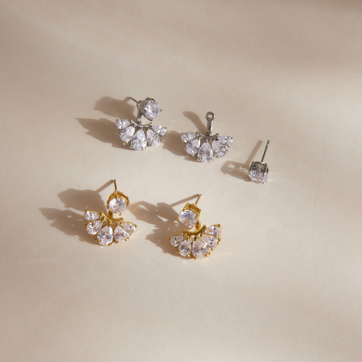 Fan Jacket Zircon Earrings Collection