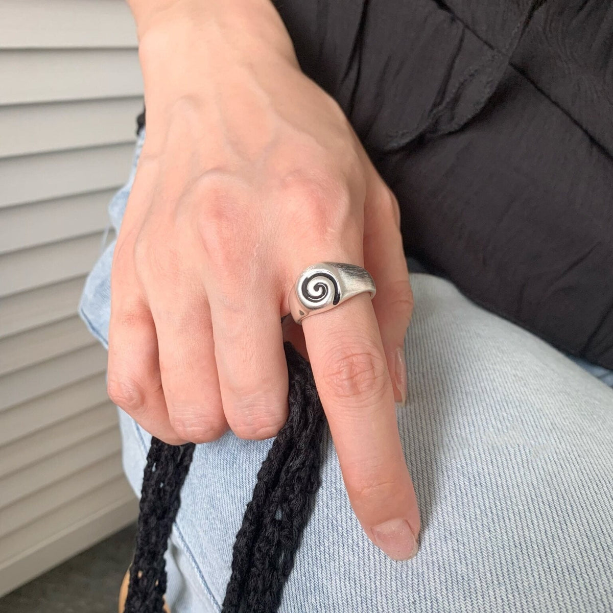 Snail Spiral Line Open Ring For Women, Minimalist Fashion Unique Temperament, Xiaohongshu Viral INS Style Index Finger Band Jewelry