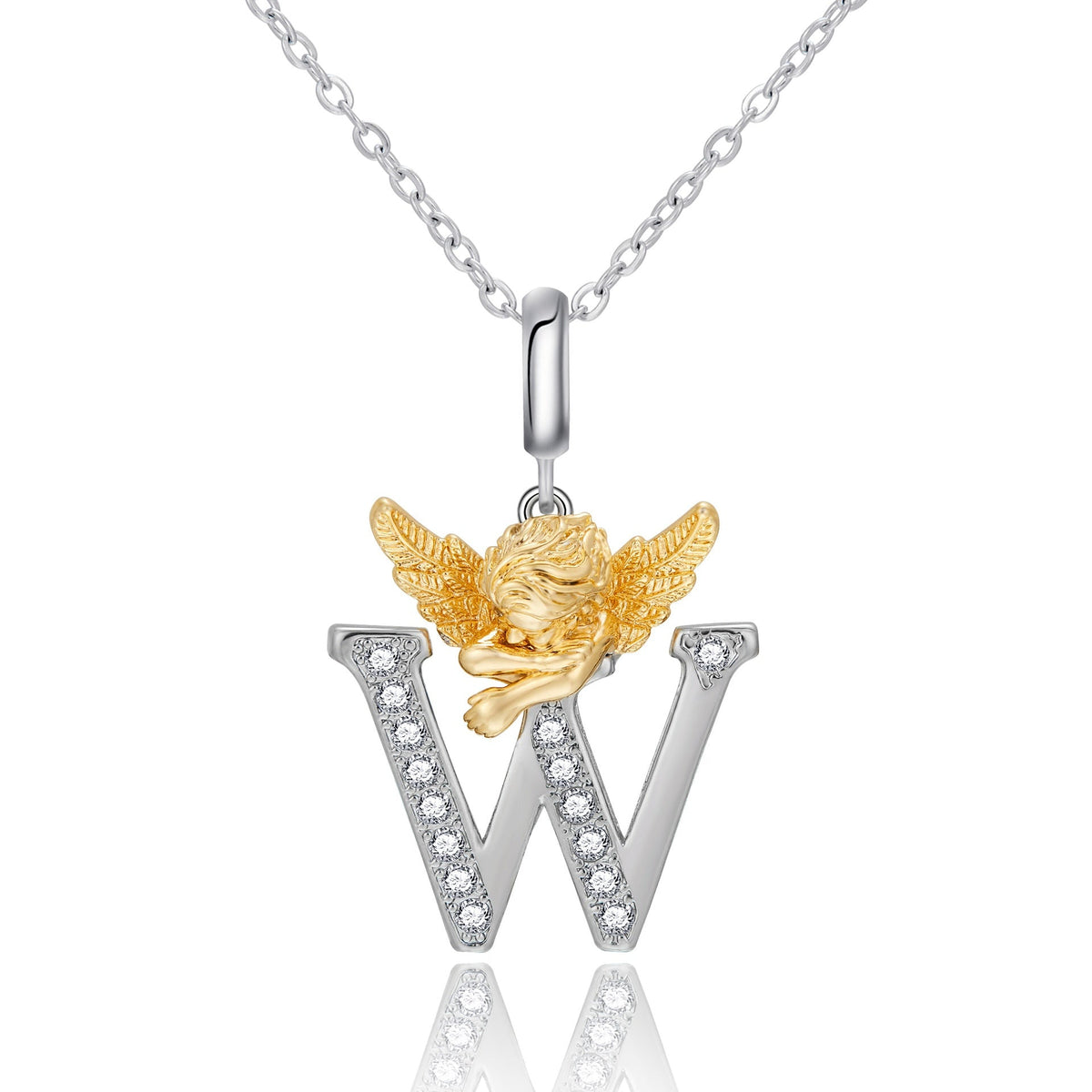 New Copper-plated White-gold Letter Pendant Mens And Womens Stainless Steel O-shaped Necklace