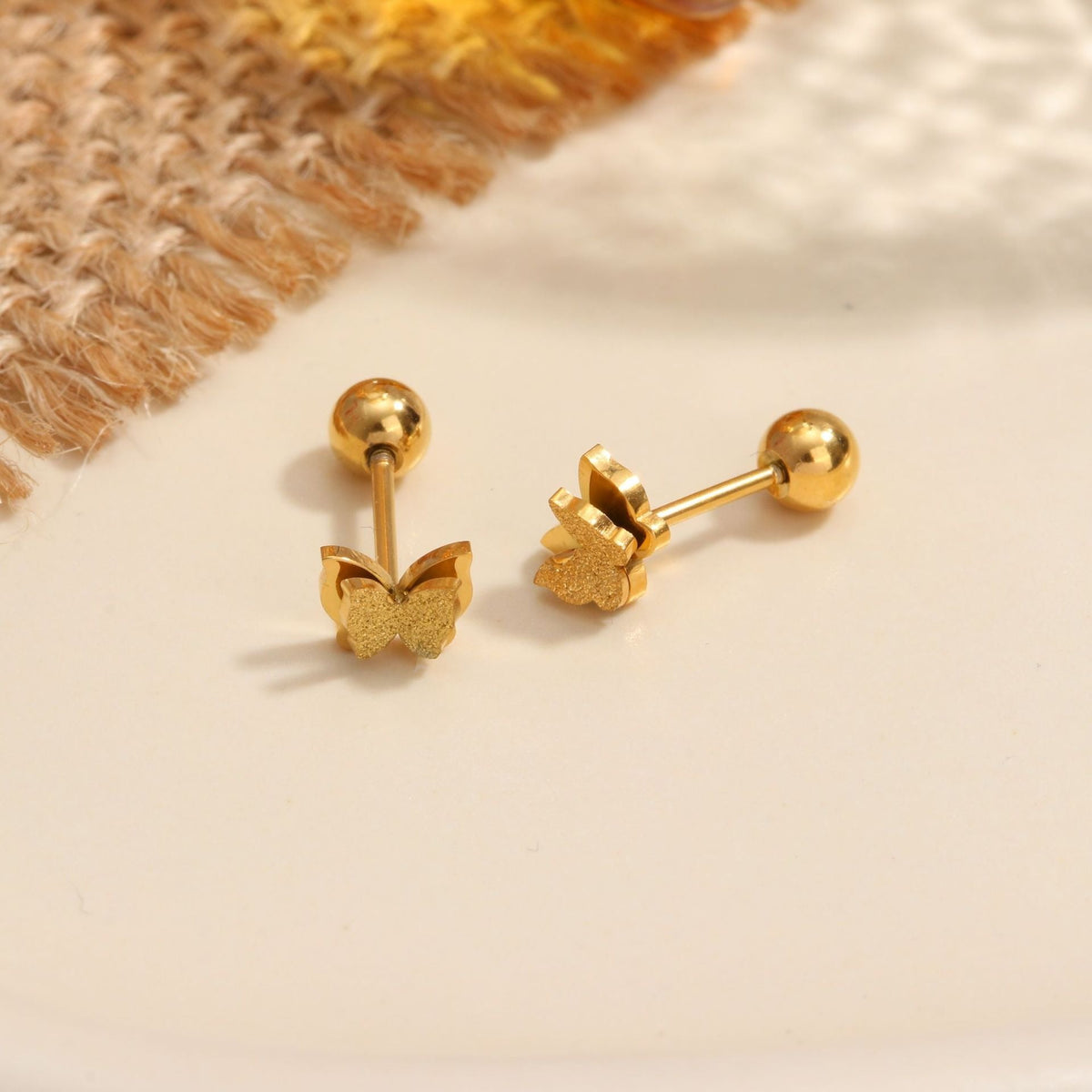 18K gold geometric inlaid gemstone design high-end earrings
