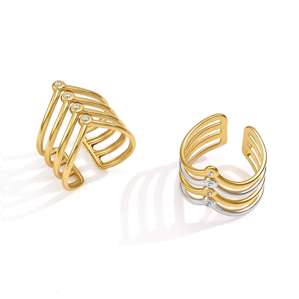 Two Tone Layered Open Ring Collection