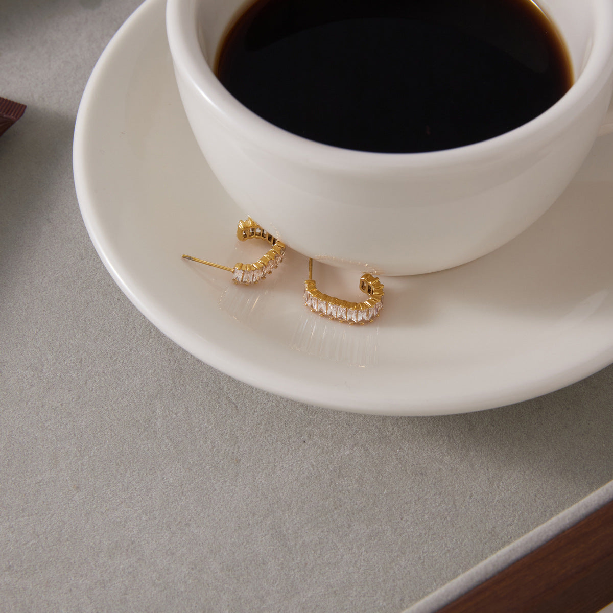 Baguette Zircon Huggie Earrings
