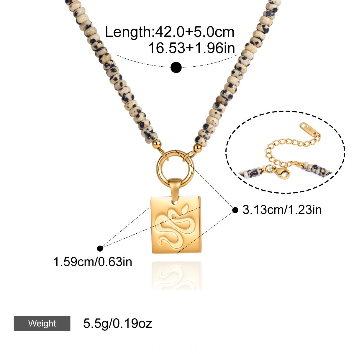 Natural Stone Titanium Steel Necklace Light Luxury And Niche Style
