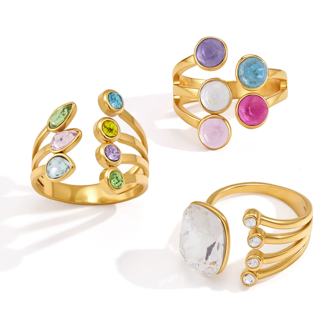 Color Zircon Open Ring Collection