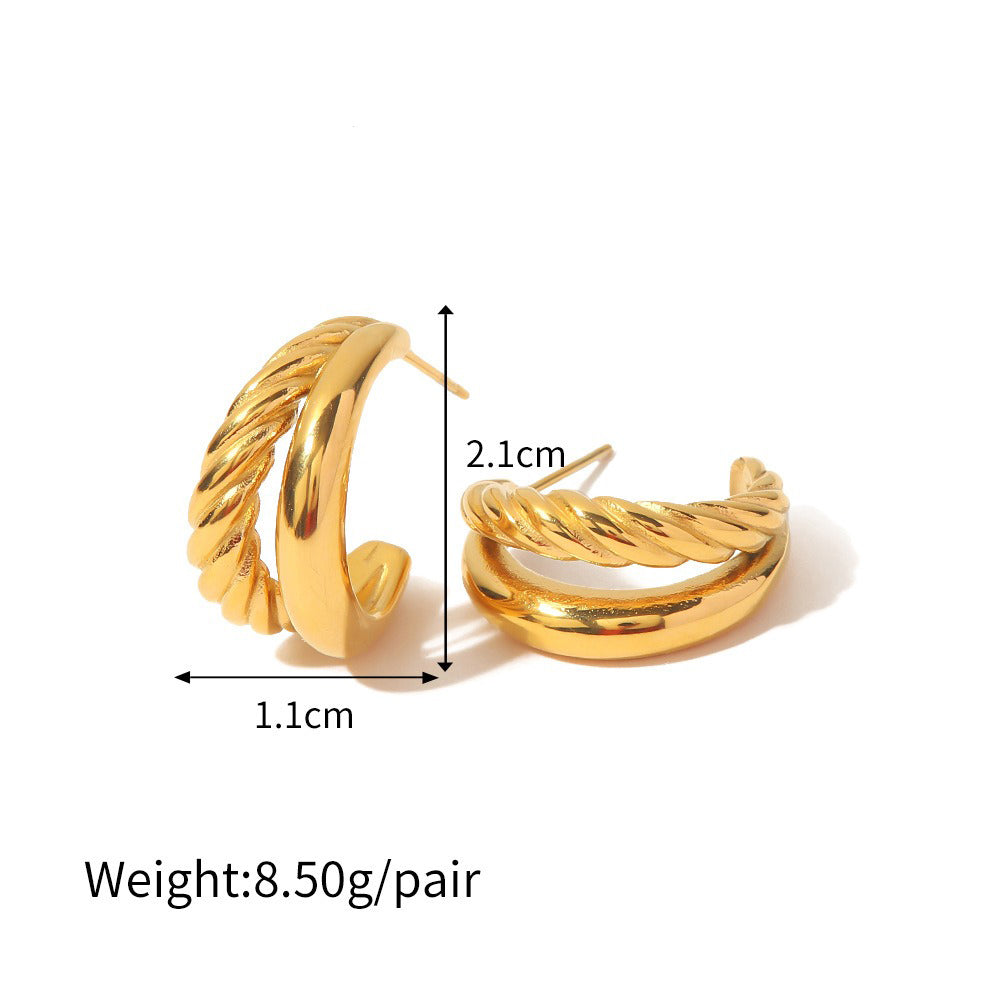 18K gold geometric shape with ocean style design exquisite and fashionable earrings, necklace and ring set
