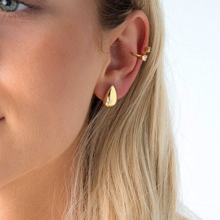 18K gold lightweight luxury and high-end style teardrop earrings